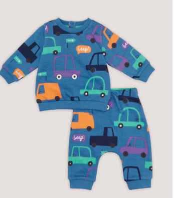 Matalan Baby Blue Car Print Sweatshirt & Jogger Set (Newborn-6mths)