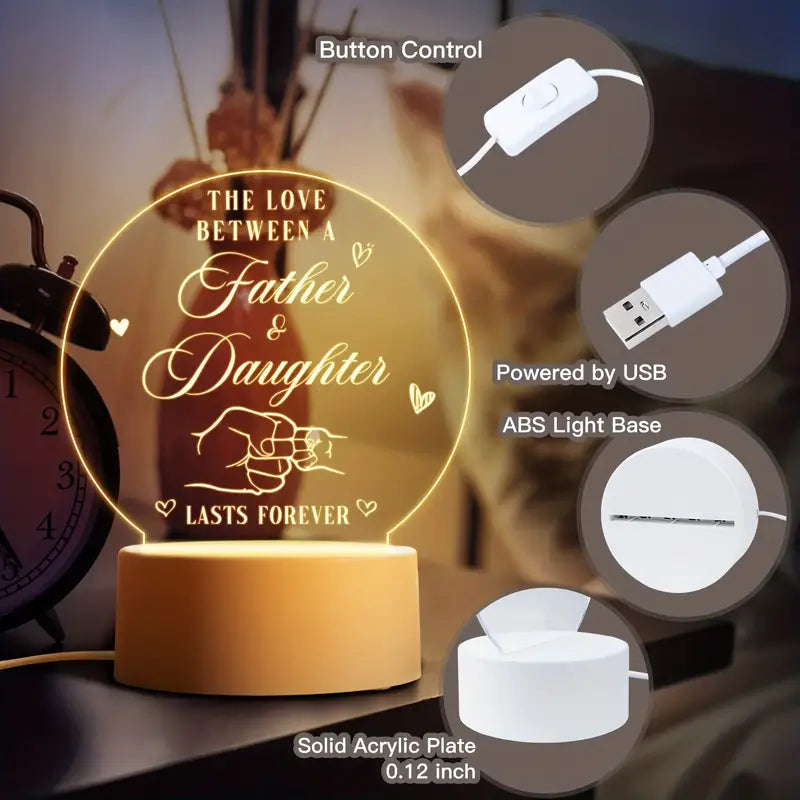 Gifts for Dad, Gifts for Dad Night Light Engraved with Thankful Saying Dad Birthday Gifts, Idea Birthday, Fathers Day, Valentines Gifts, Christmas Gifts for Dad from Daughter, Warm White