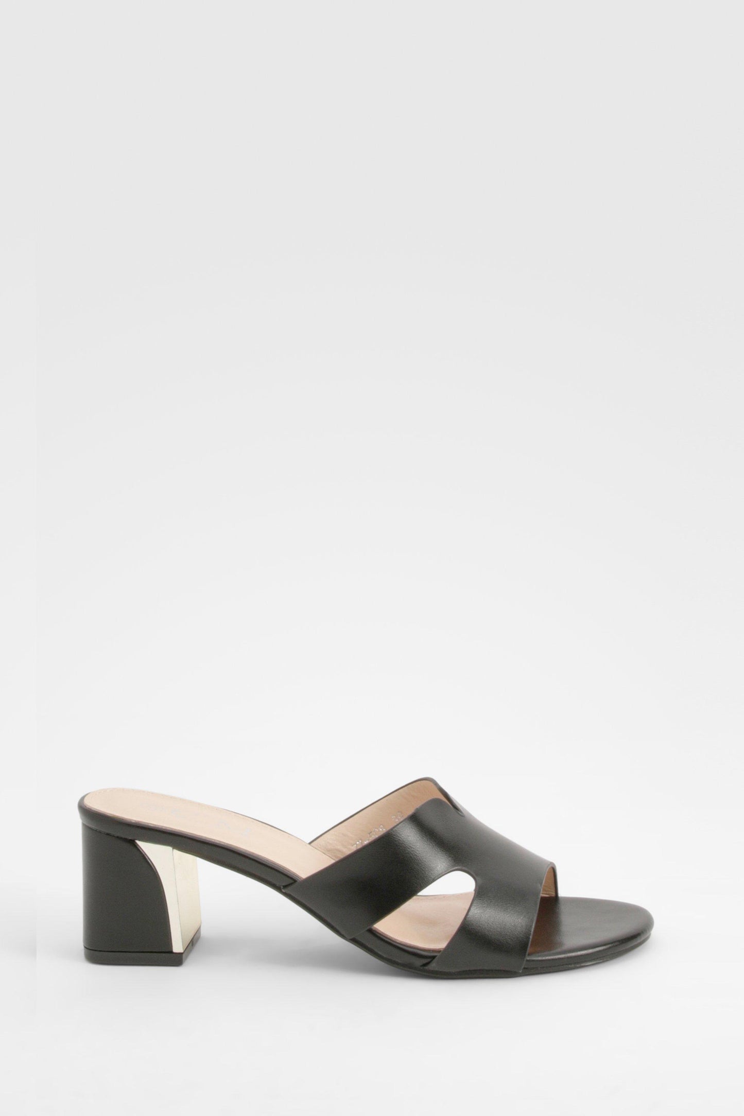 Boohoo Cut Out Detail Block Heeled Mules Shoe