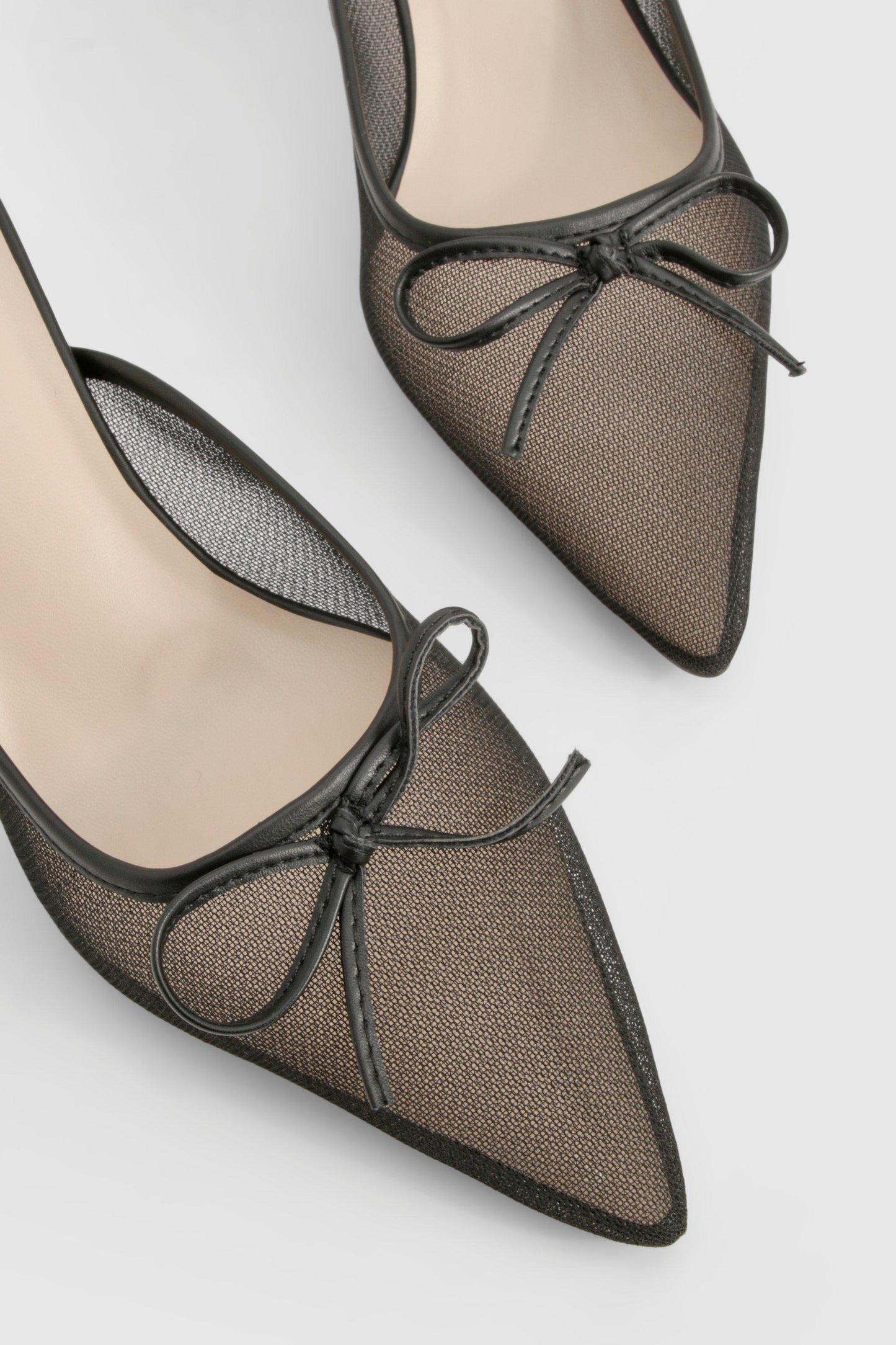 Boohoo Mesh Bow Detail Court Shoes