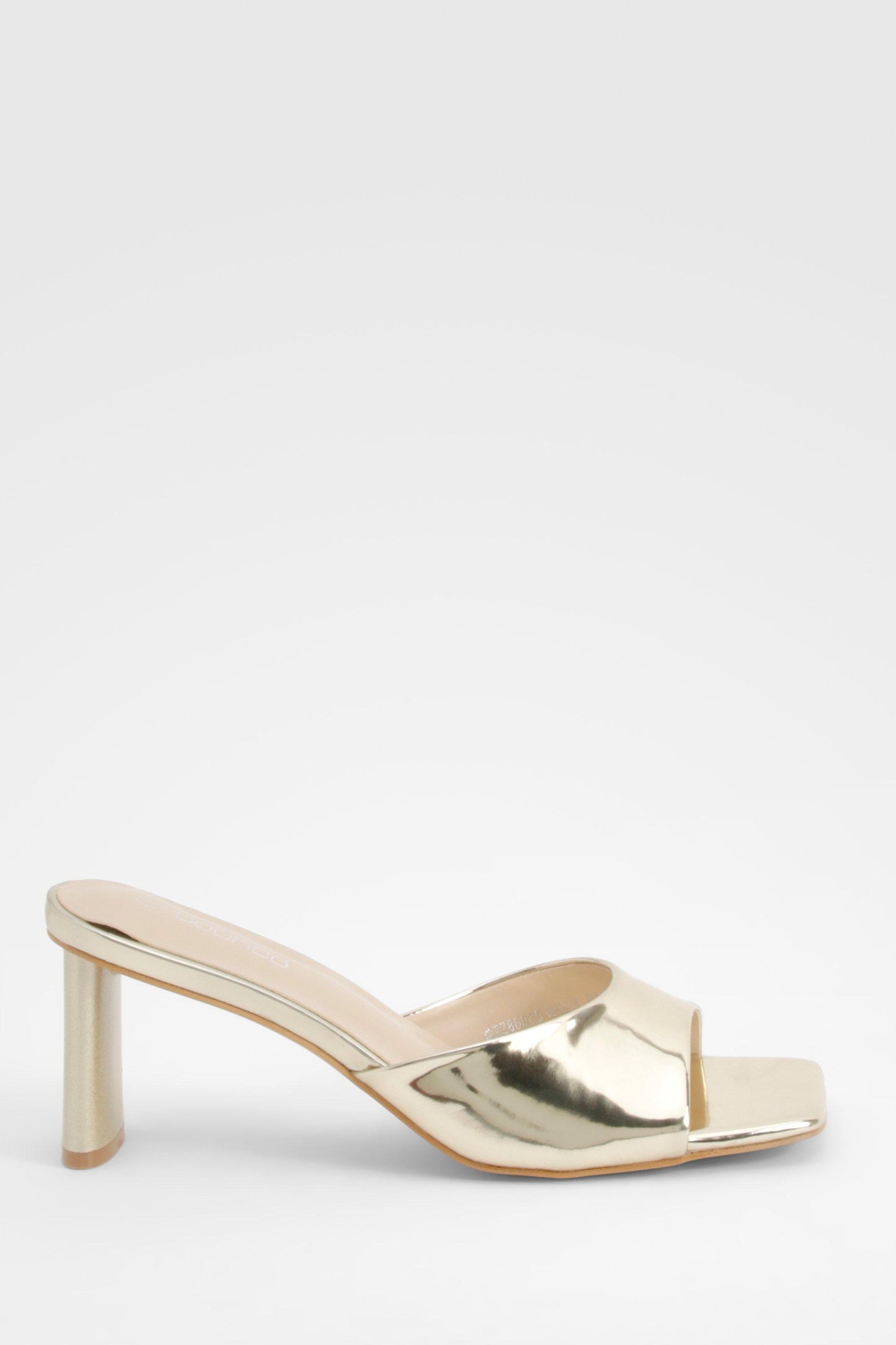 Boohoo Metallic Patent Flat Heeled Mules Shoe