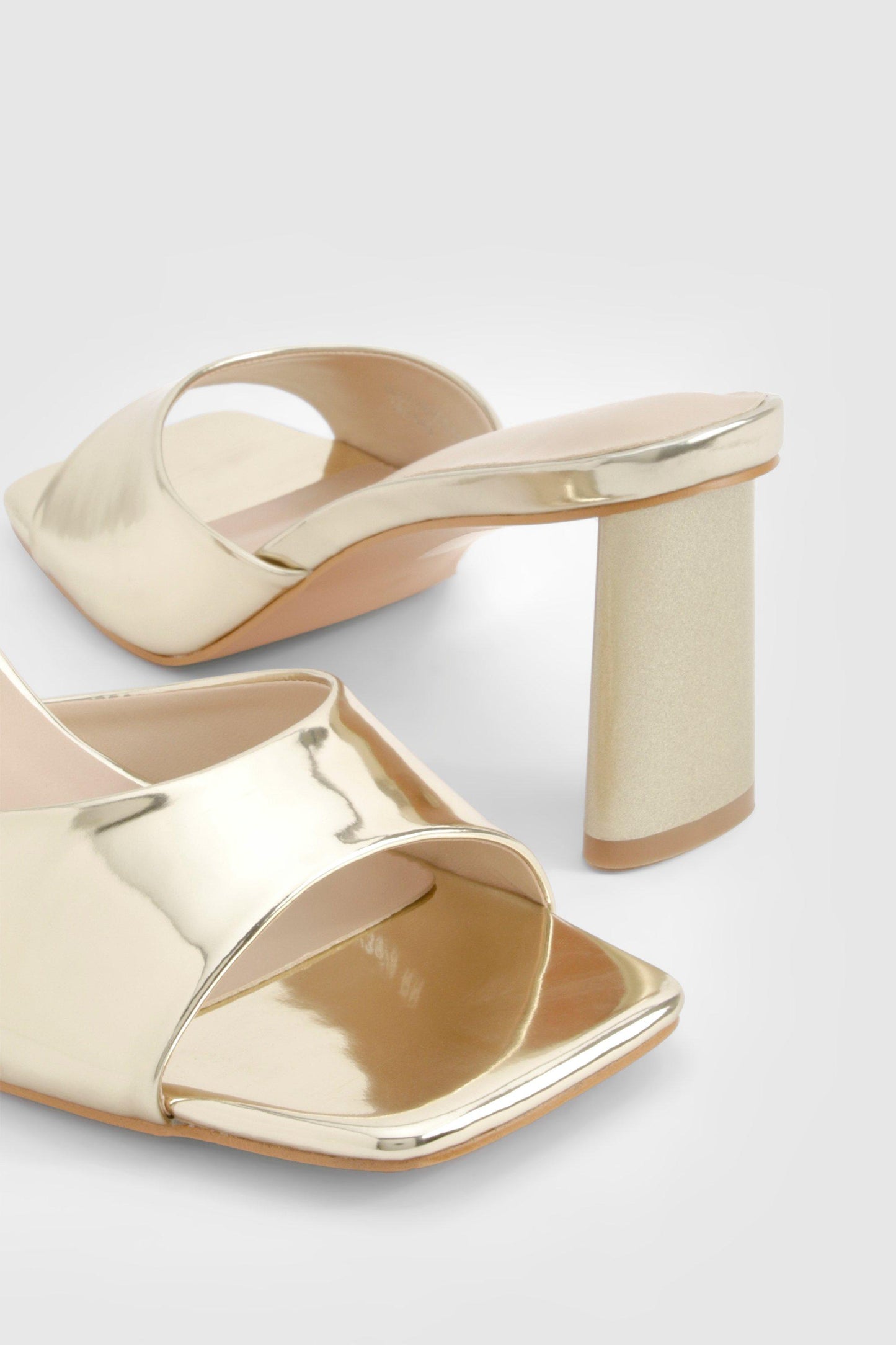 Boohoo Metallic Patent Flat Heeled Mules Shoe