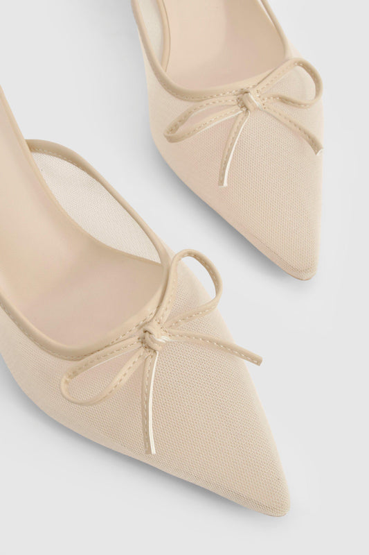 Boohoo Mesh Bow Detail Court Shoes