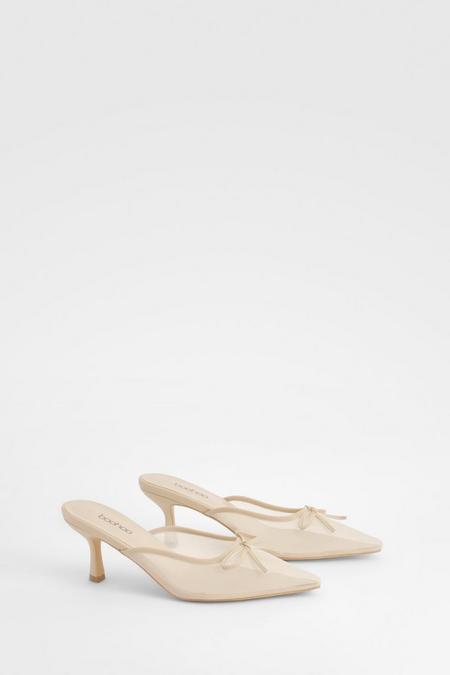 Boohoo Mesh Bow Detail Court Shoes