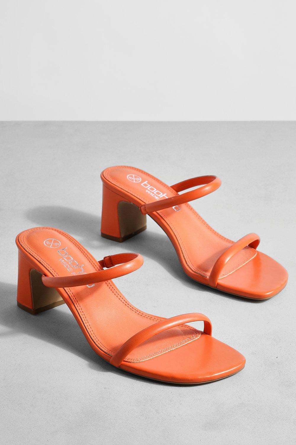 Boohoo Wide Fit Double Strap Mule Shoe - Orange