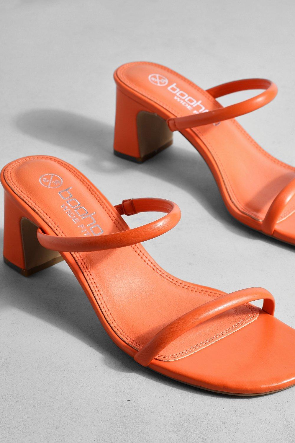 Boohoo Wide Fit Double Strap Mule Shoe - Orange