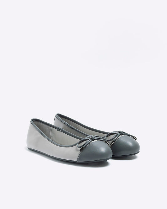 RIVER ISLAND GREY BOW BALLET SHOES