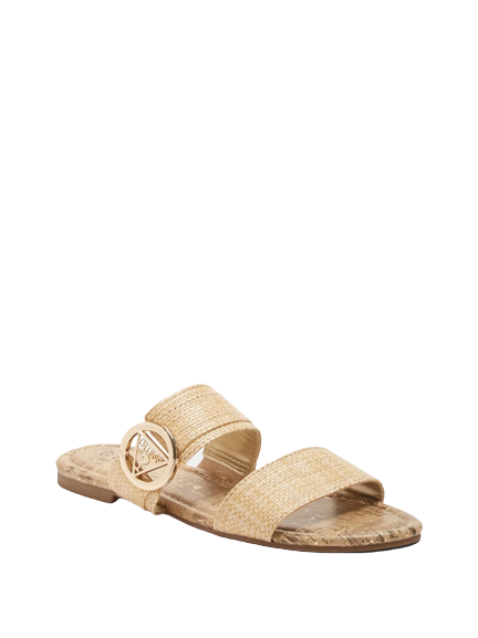 Guess  Lower Woven Double Band Slides  Color: light natural