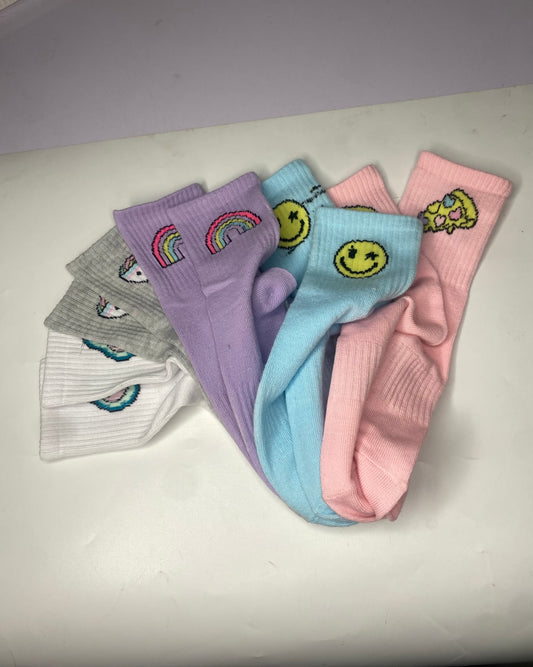 California Sunshine Five Pack Multicoloured Foodie Crew Socks Size  S/M