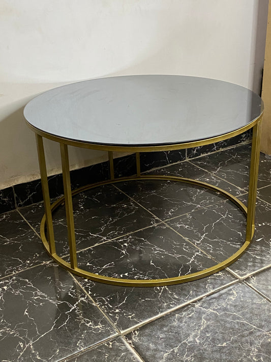 HAUSEV Gold Metal Unbreakable glass Nesting Table With Gold Leg - Center Table