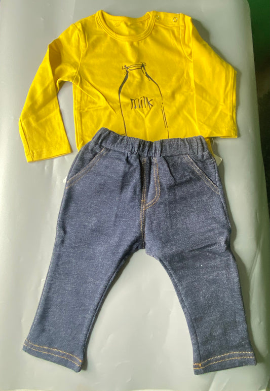 Tots & Togs Mustard top and navy jeggings 2pc Set