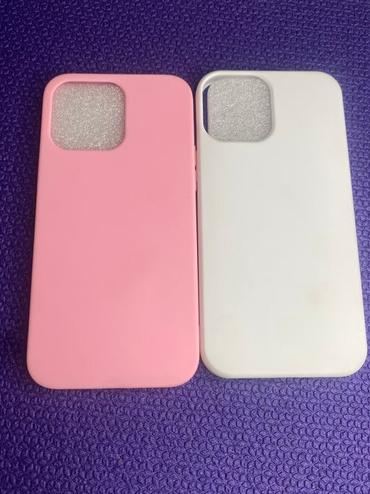 Ceedex  2Pc Plain Phone Case Compatible  For IPhone - White& Pink