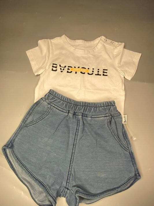 Tots & Togs White top and blue shorts 2pc Set