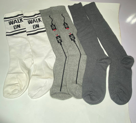 T&C 3Pairs Of White Walk - On , Ash And grey Plain unisex Wide-Mouthed Combed Solid Color Business And Casual Mid-Tube Socks