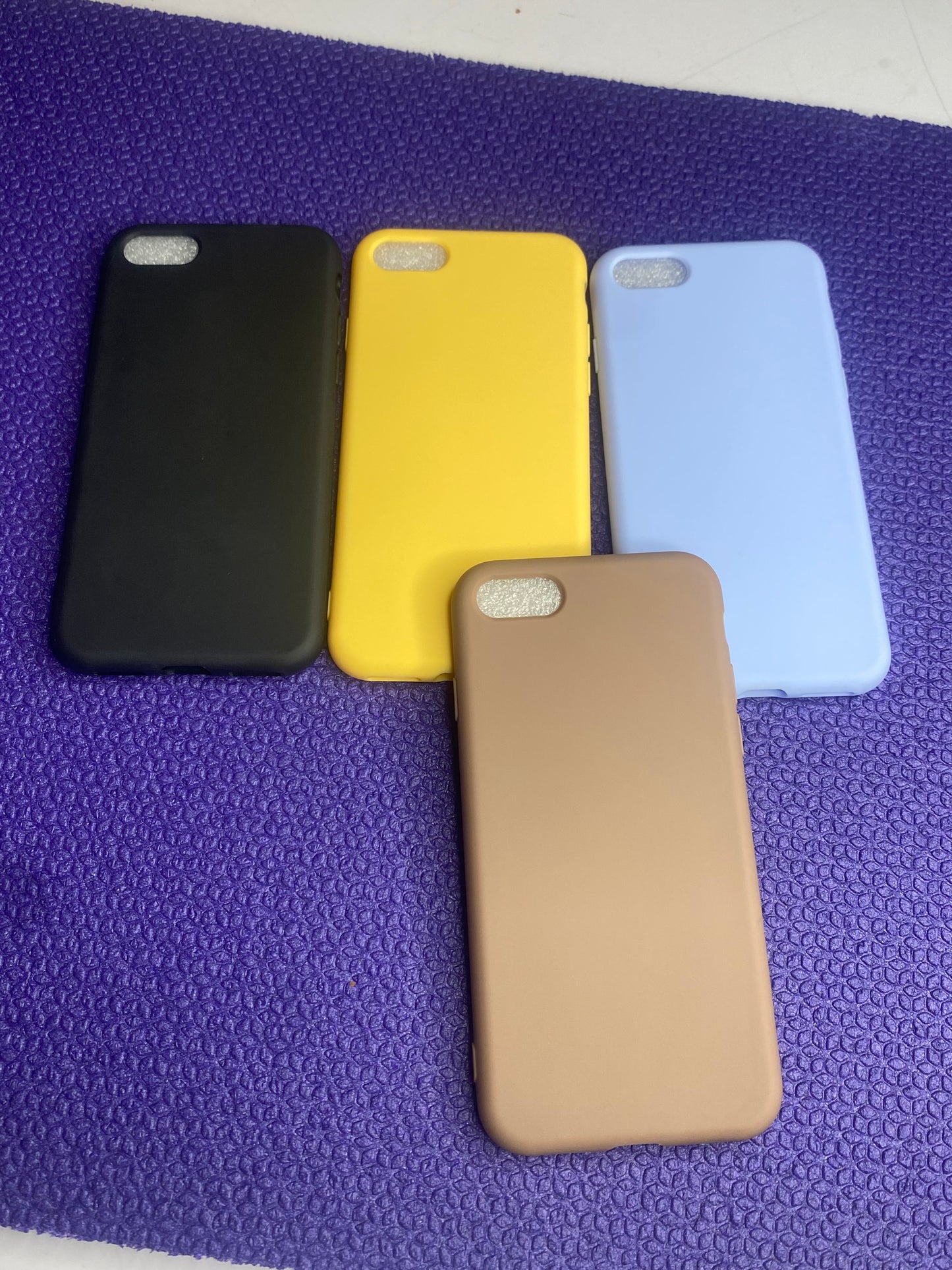 Ceedex 4Pc Plain Phone Case For IPhone -  Light Blue ,Brown,Black & Yellow