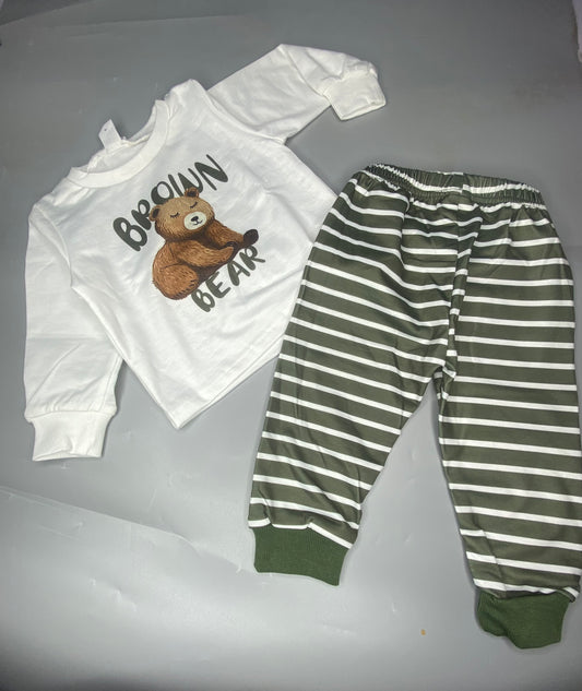 Shein Baby Boy Cartoon Graphic Tee & Striped Pants Tots & Togs