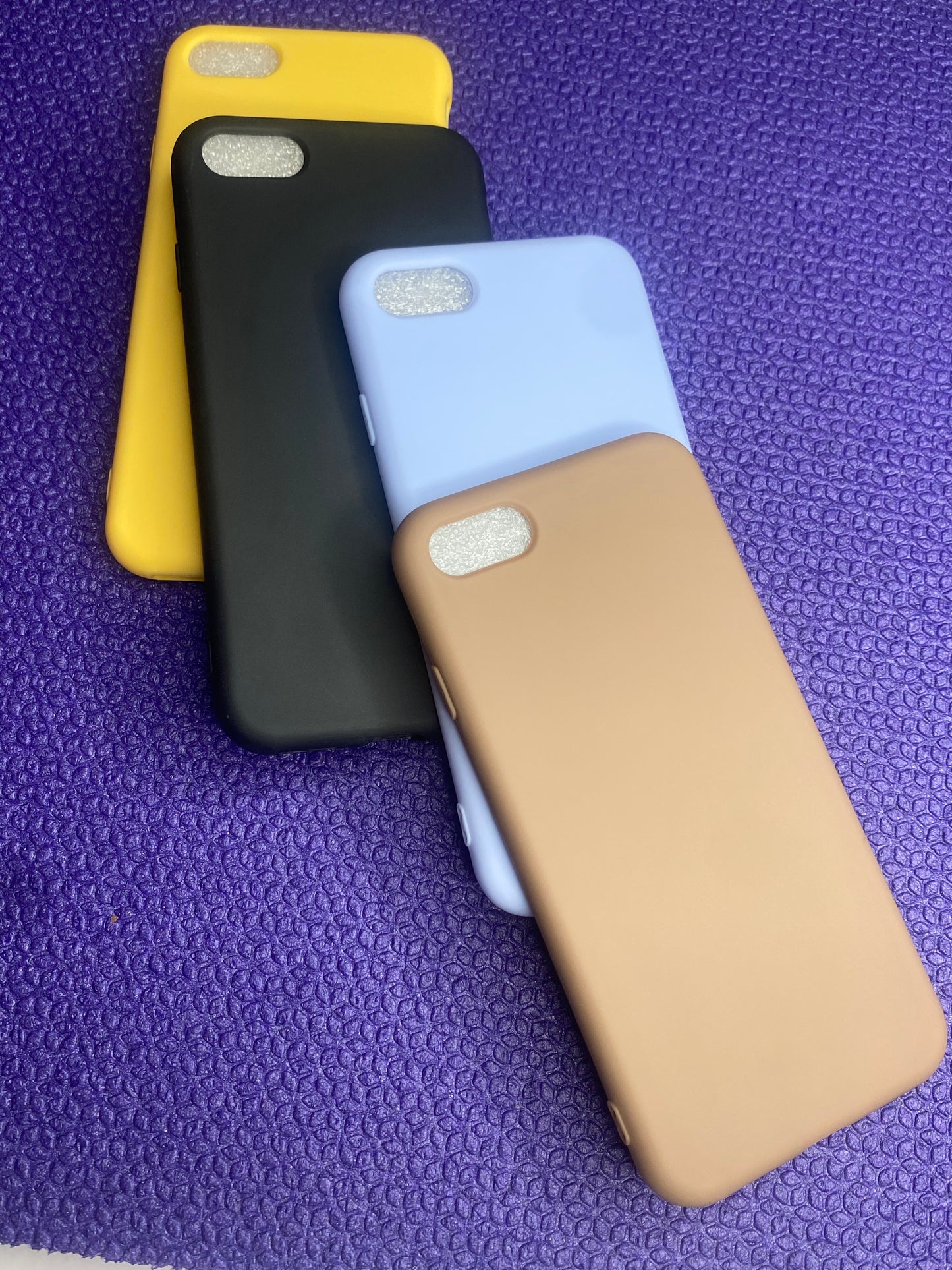 Ceedex 4Pc Plain Phone Case For IPhone -  Light Blue ,Brown,Black & Yellow