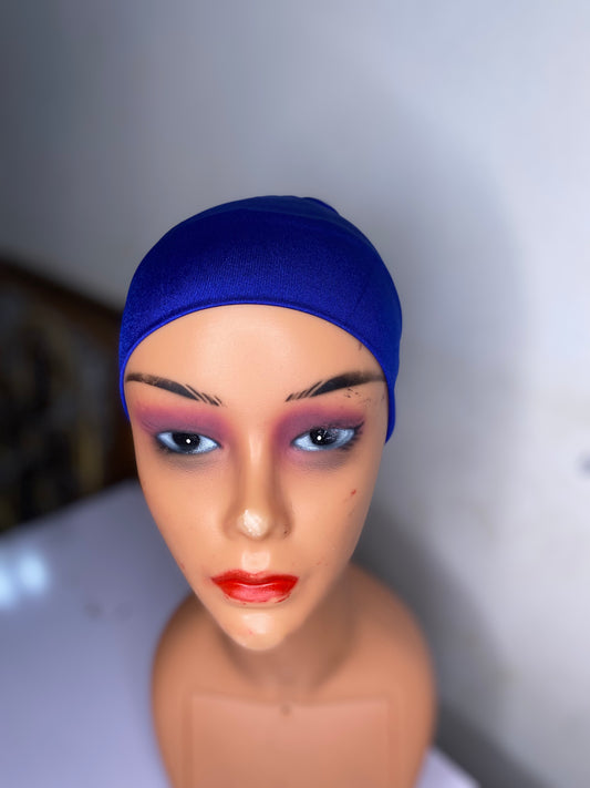 T&C  simple women Royal blue plain turban cap