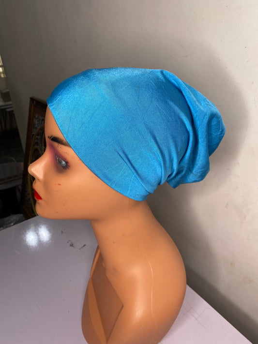 T&C  simple women light blue plain turban cap