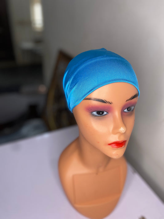 T&C  simple women light blue plain turban cap