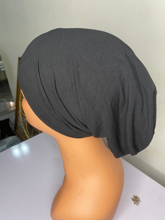 T&C simple women plain turban cap black