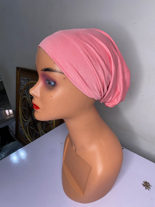 T&C Simple Women pink plain turban cap - Peach Pink