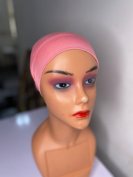 T&C Simple Women pink plain turban cap - Peach Pink