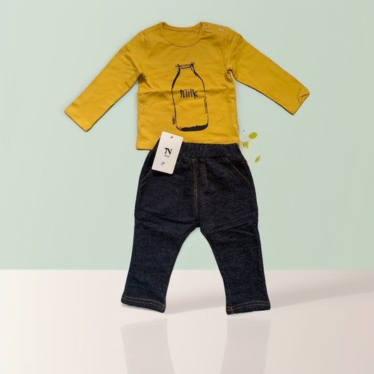 Tots & Togs Mustard top and navy jeggings 2pc Set