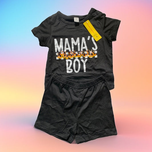 Shein Mama's Boy Top and Shorts - Black Tots & Togs