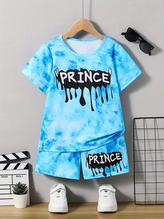 Pat Pat 2pcs Boys Casual PRINCE T-Shirt & Shorts Set Tots & Togs