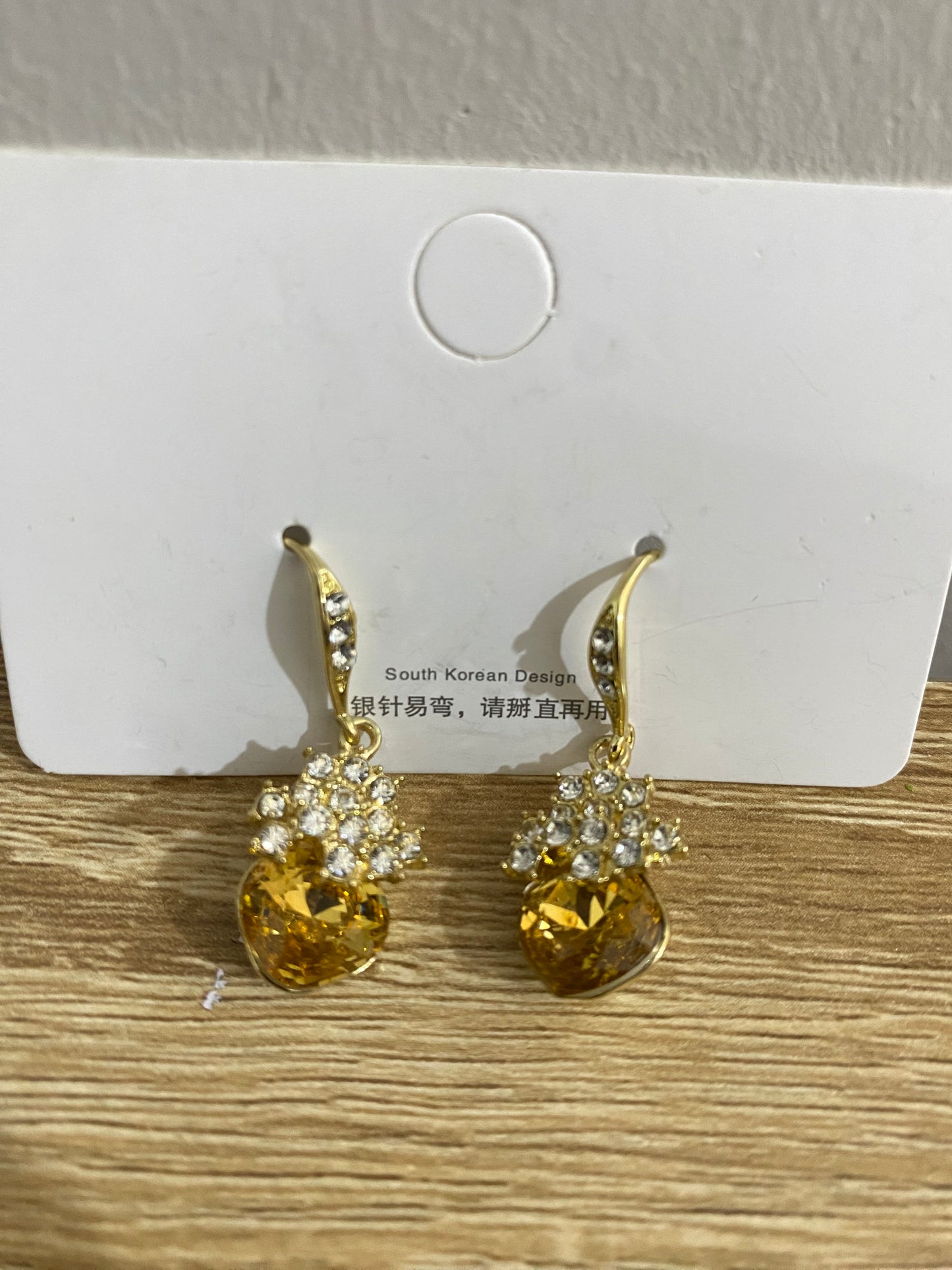 Hetian Jade Zicon Gold Diamond Drop Earring SJP