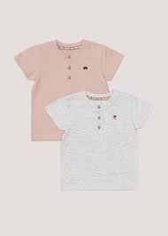 Matalan Boys 2 Pack Henley Stripe T-Shirts (9mths-6yrs) - Age 3 - 4 Years