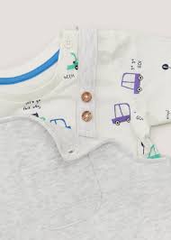 Matalan Baby Grey Car Print Dungarees & T-Shirt Set (Newborn-23mths) - Age 0 - 18 Months
