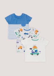 Matalan Baby 3 Pack Cream Dinosaur Print T-Shirts (Newborn-6months)