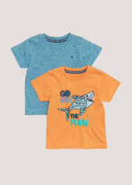 Matalan Boys 2 Pack Orange Shark Print T-Shirts (9mths-5yrs)