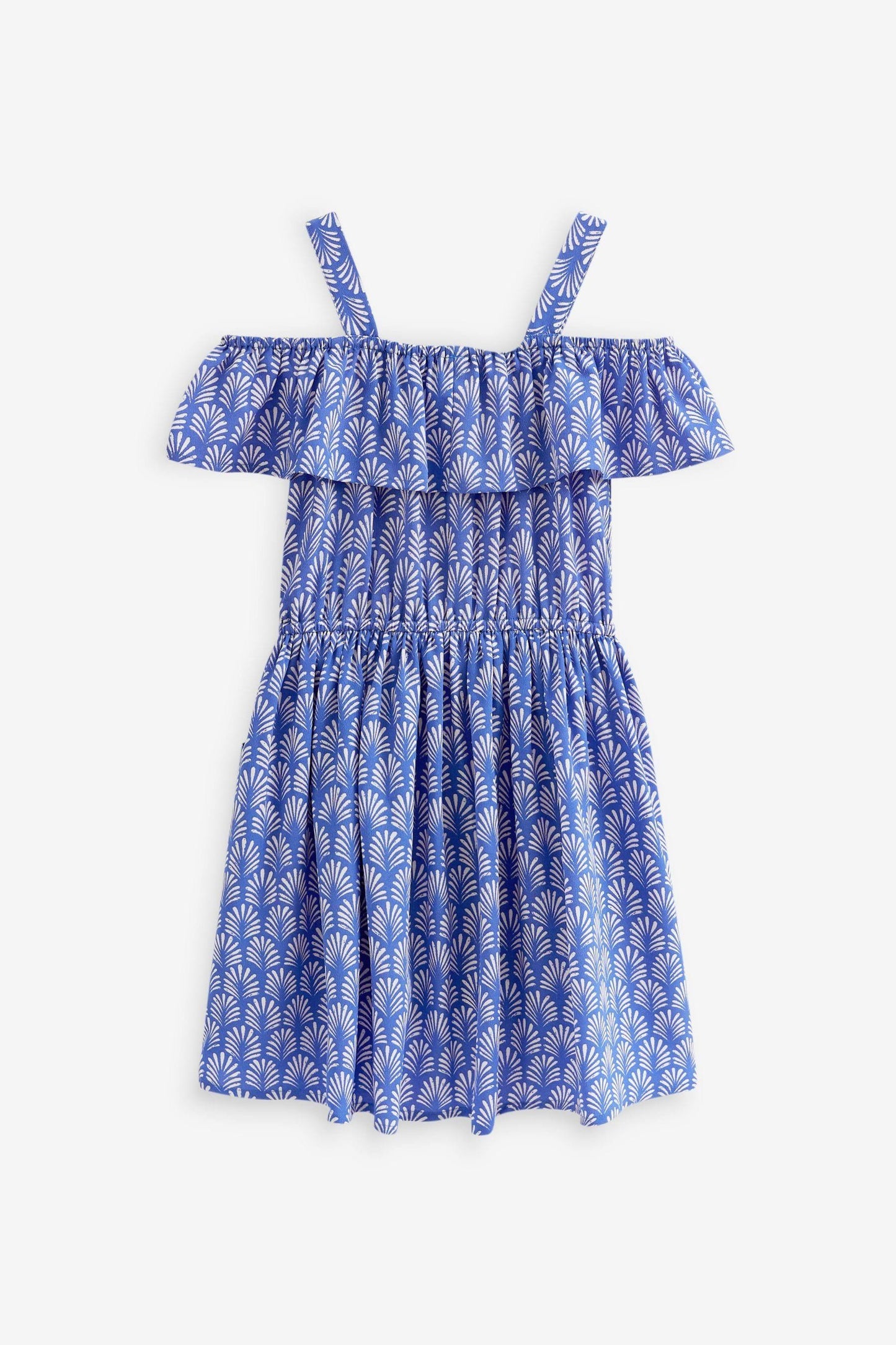 NEXT Cobalt Printed Cold-Shoulder Blue Dress