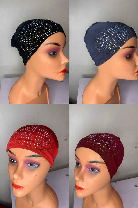 T&C set of 4 fashionable turban cap -  ( red, ash , burgundy, black)