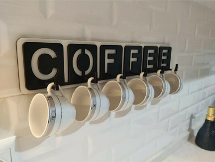 GÜNEŞ LASER Decorative Coffee Written Kitchen Cup And Mug Hanger 45cm X 10cm