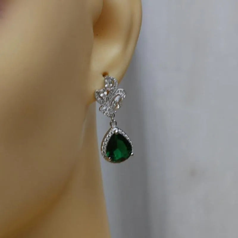 Unicorn design bridal luxury green earring SJP - Small