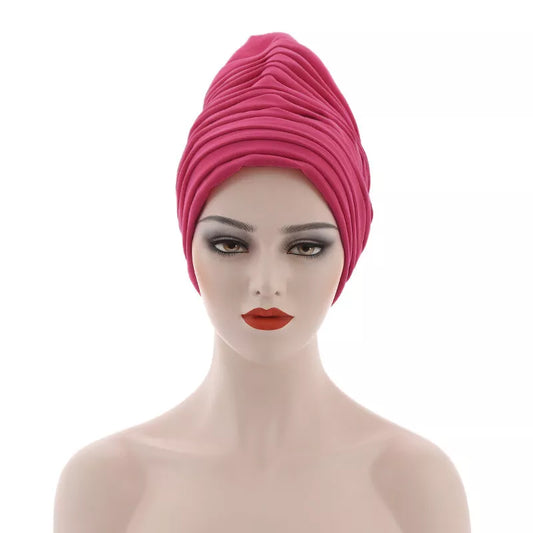 T&C women turban cap with folds - Pink