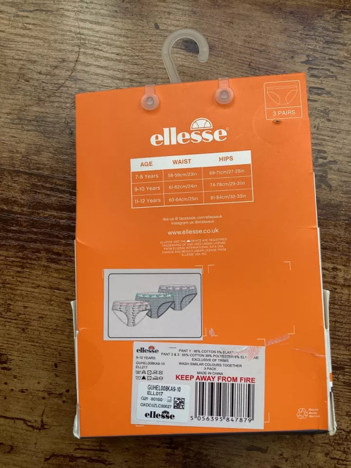 Ellesse Three Pack Grey Branded Briefs