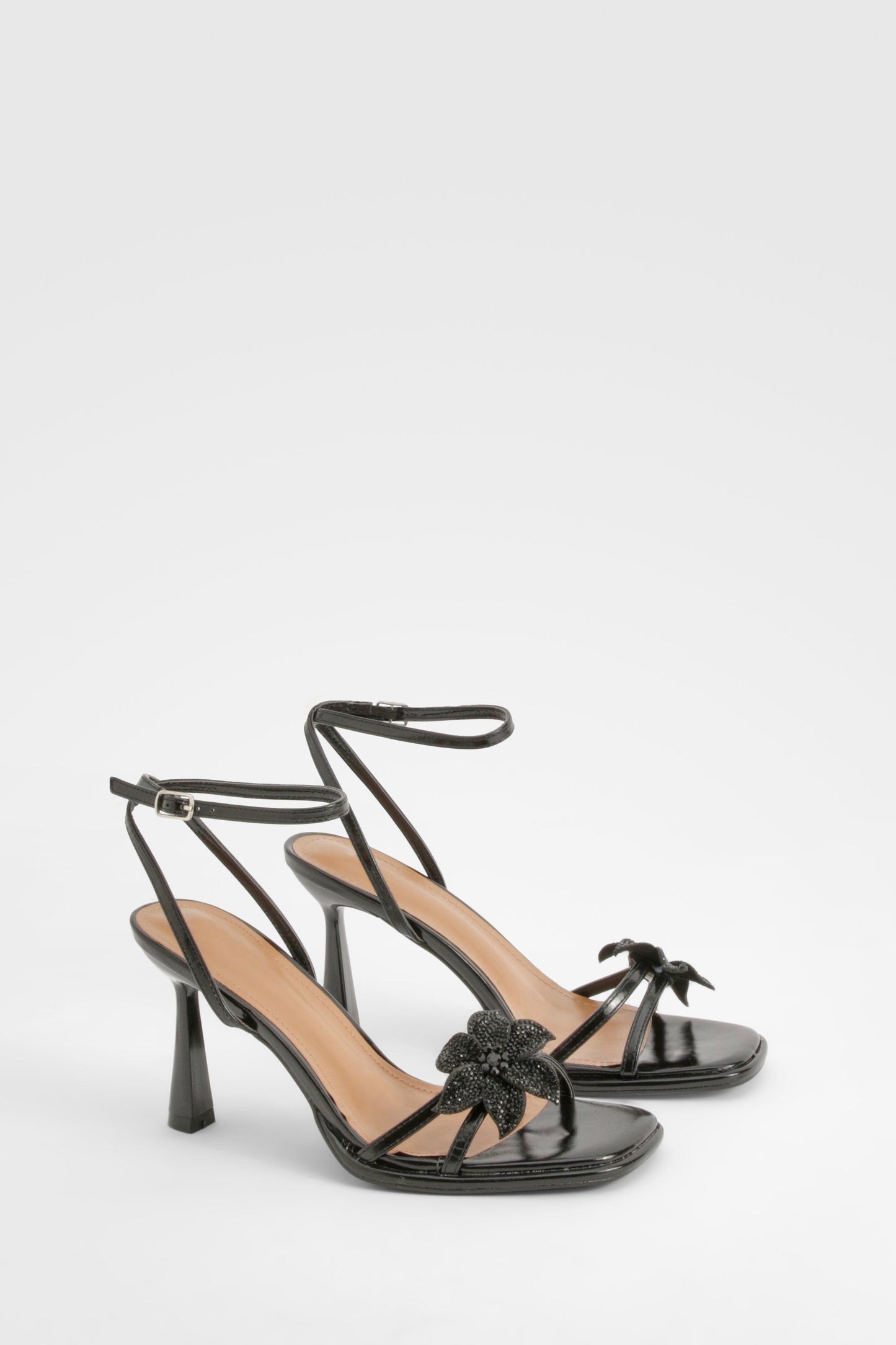 Boohoo Embellished Flower Detail Strappy Heel Shoe