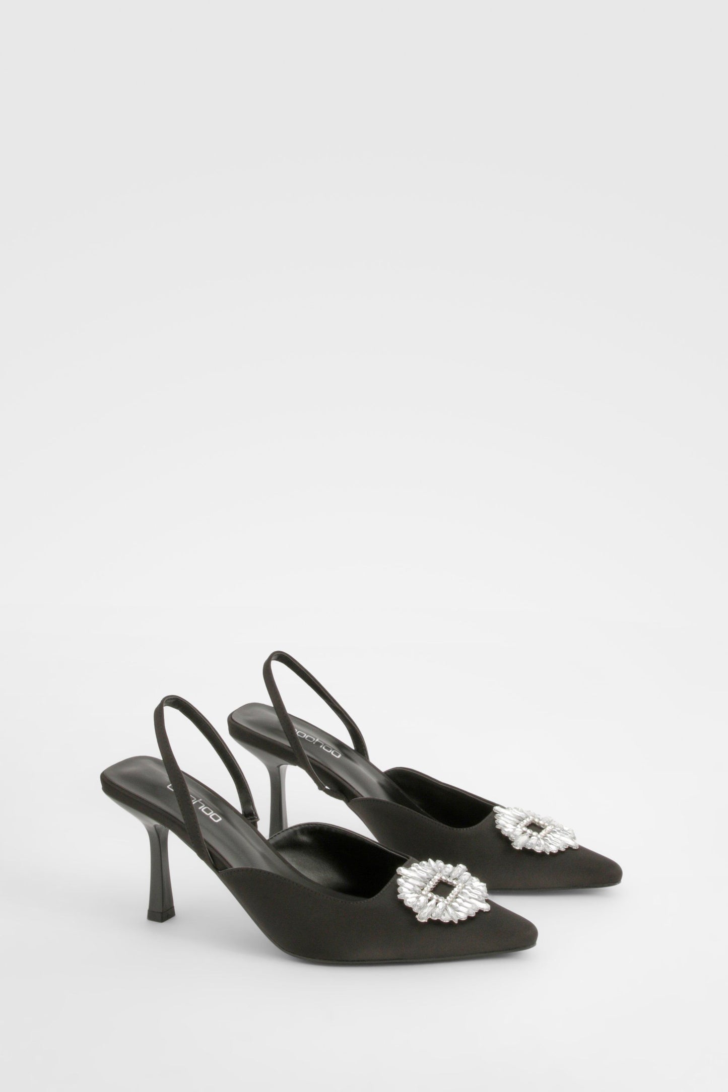 Boohoo Embellished Satin Slingback Court Shoes