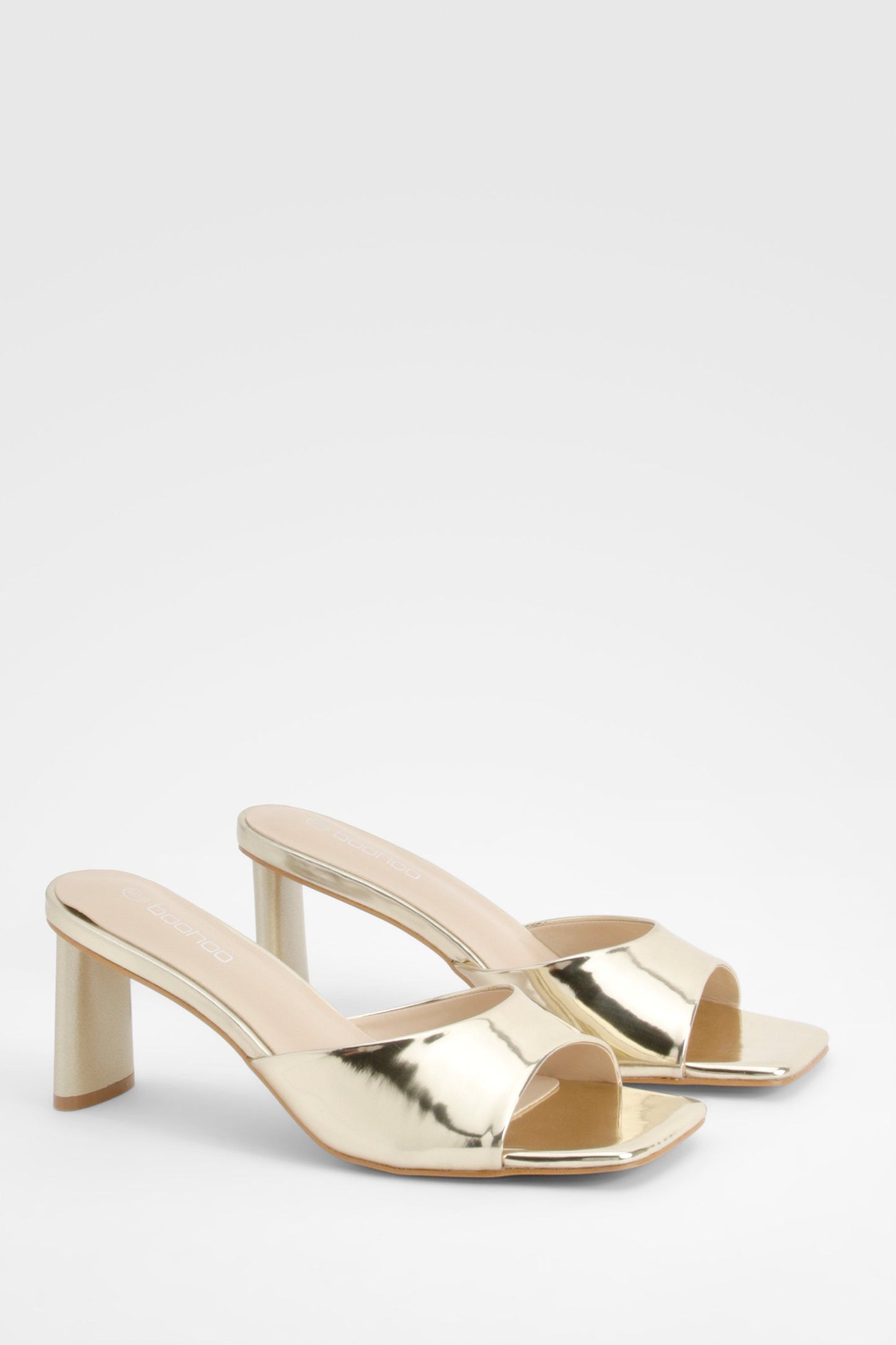 Boohoo Metallic Patent Flat Heeled Mules Shoe