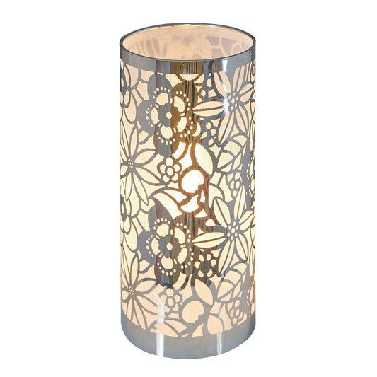 Floral Cylindrical Cut Out Table Lamp