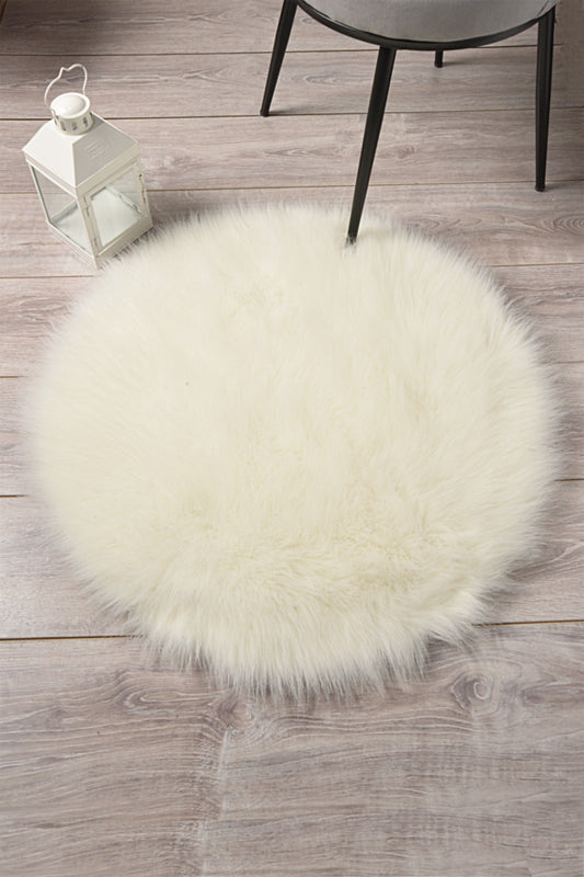 SERDILA Round Post Carpet With Non-Slip Base  Size: WHITE