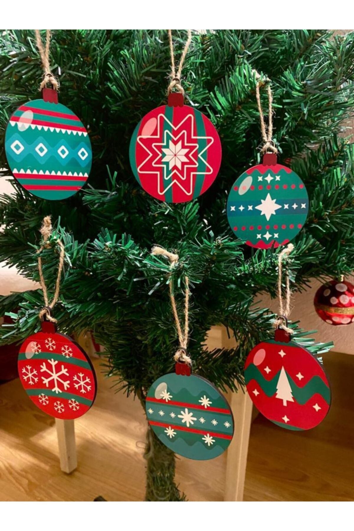 my deepgift 10 Pieces Wooden Christmas Tree Ornament