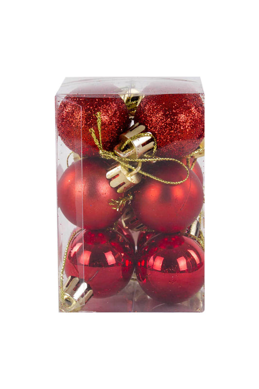 Disposable MarketChristmas Tree Ornament Set 3 cm 12 Pieces Red  Size: Red