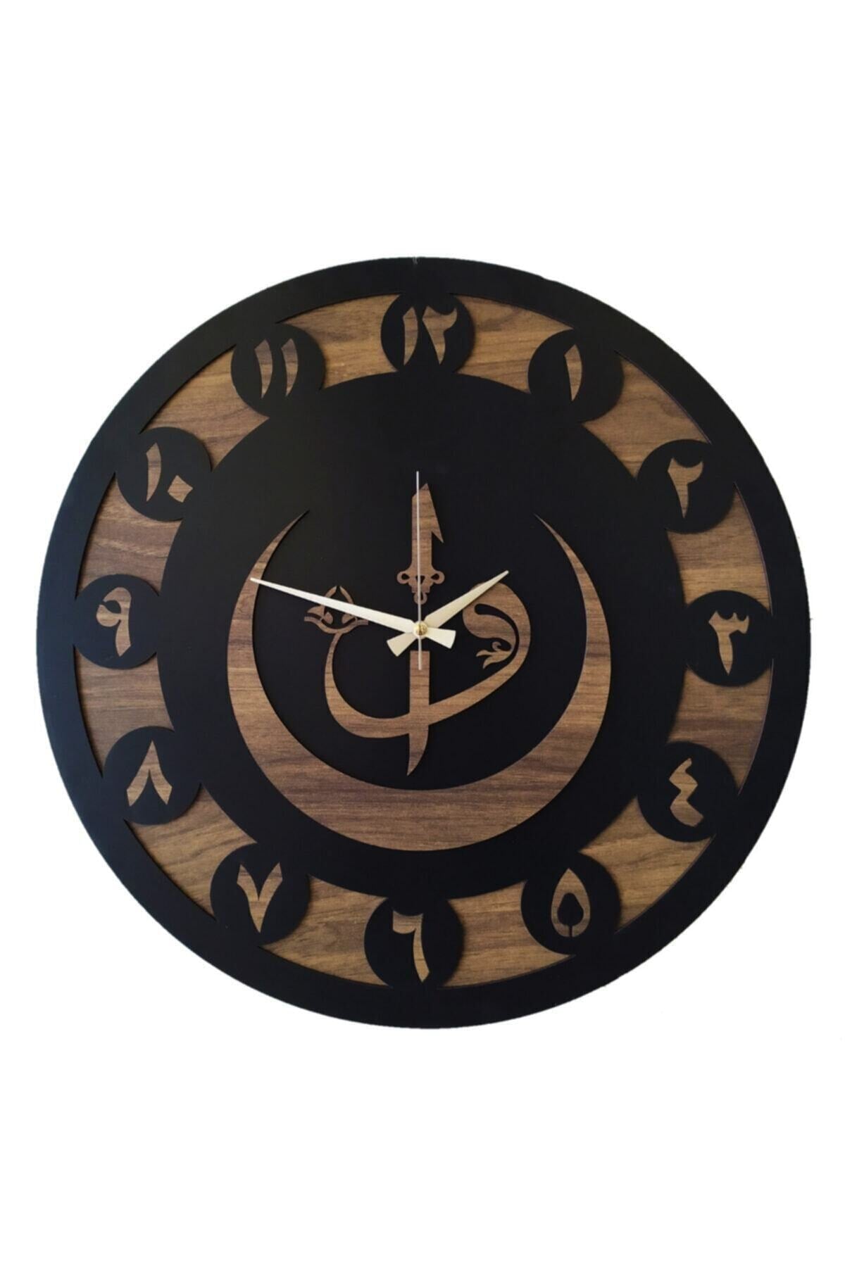 Decor Polo 2 Pieces Arabic Numeral Wooden Wall Clock  Size: Wood and black