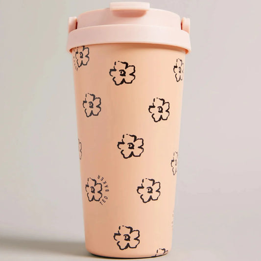 TED BAKER Bettani Magnolia Print 450ml Travel Cup - Pale Pink